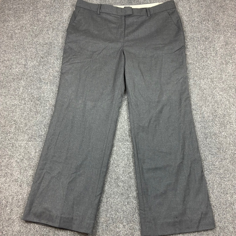 Talbots Petites Windsor Gray Italian Flannel Wool Wide Leg Pants Womens Size 14P